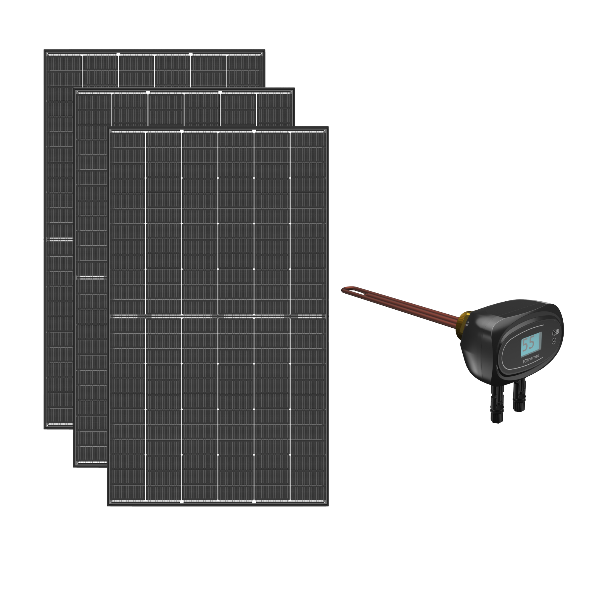 Photovoltaik Heizstab Set 1290 Wp mit Trina Vertex S Solarmodulen und Fothermo Heizstab ROD-550