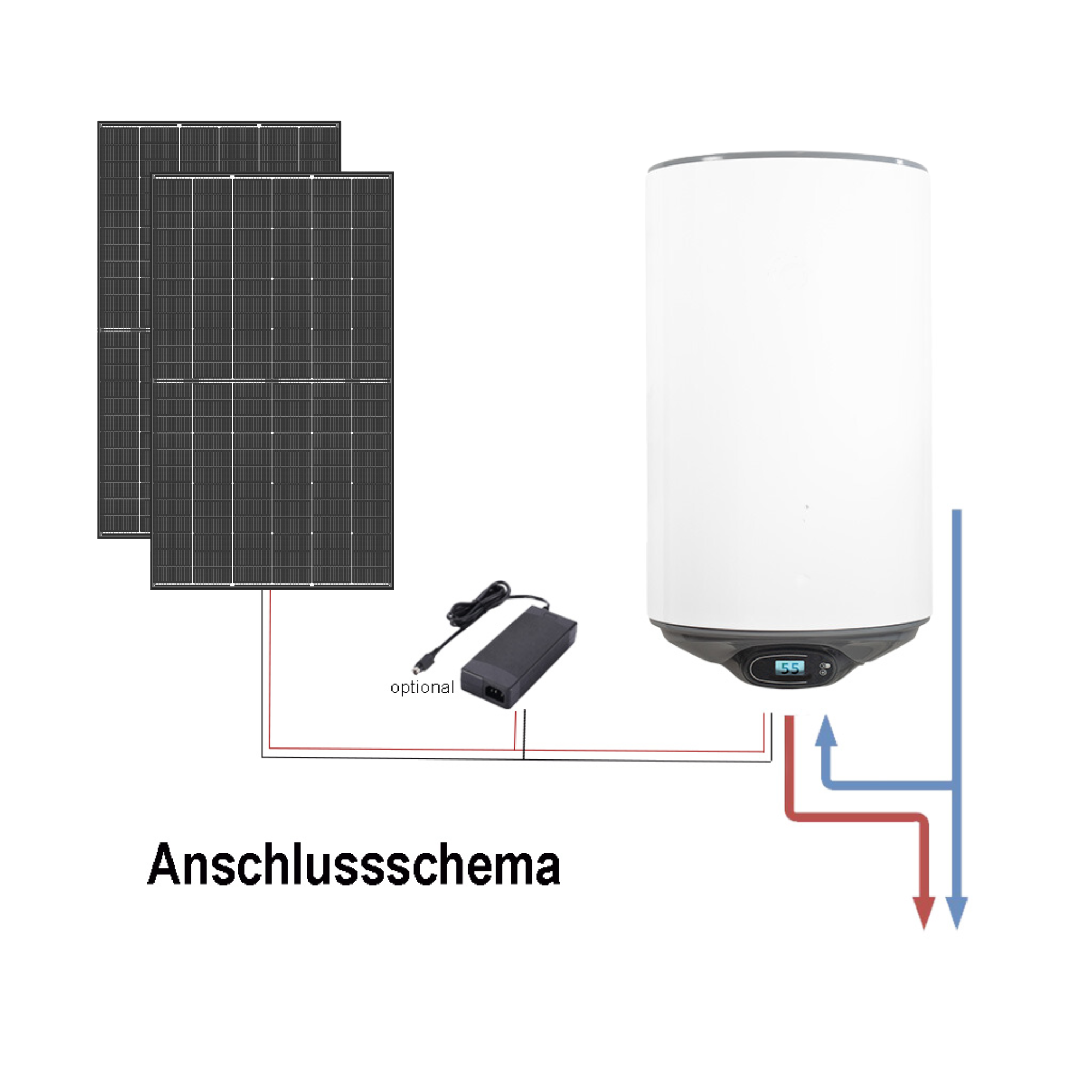 Anschlussschema Photovoltaischer Boiler 30L Offgrid
