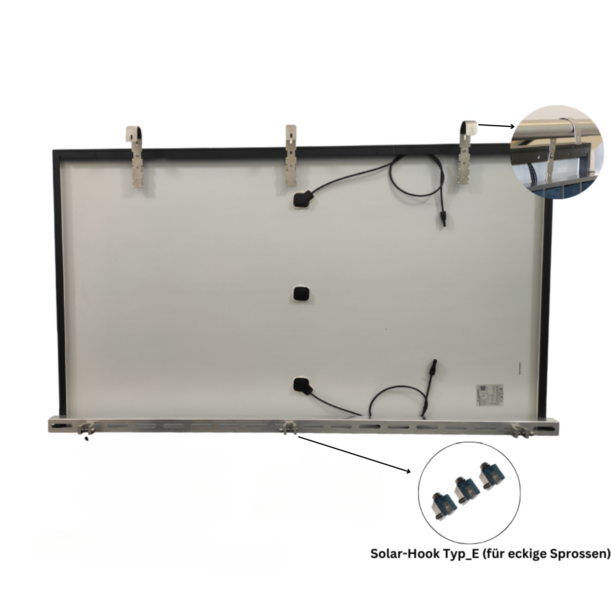Befestigungssystem Solar Hook Typ-E2 Set - Runder Handlauf / Eckige Streben